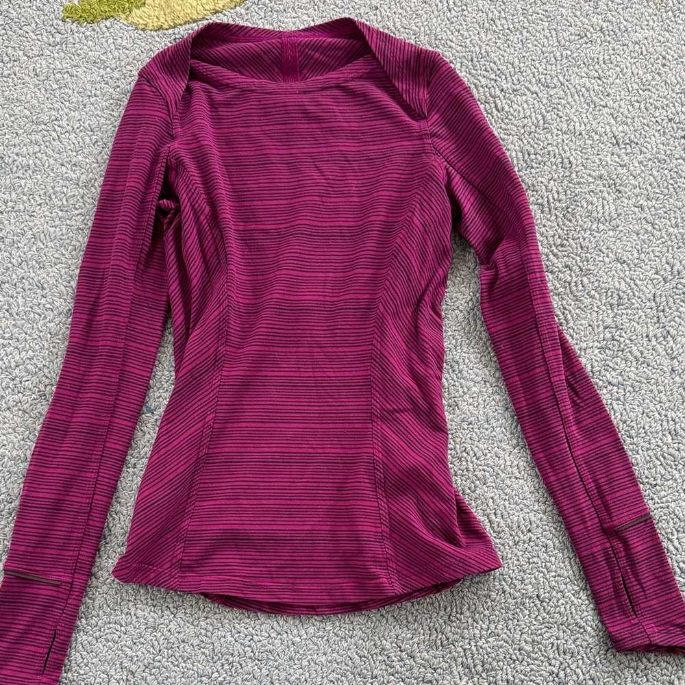 lululemon athletica Magenta Striped Long Sleeve Top